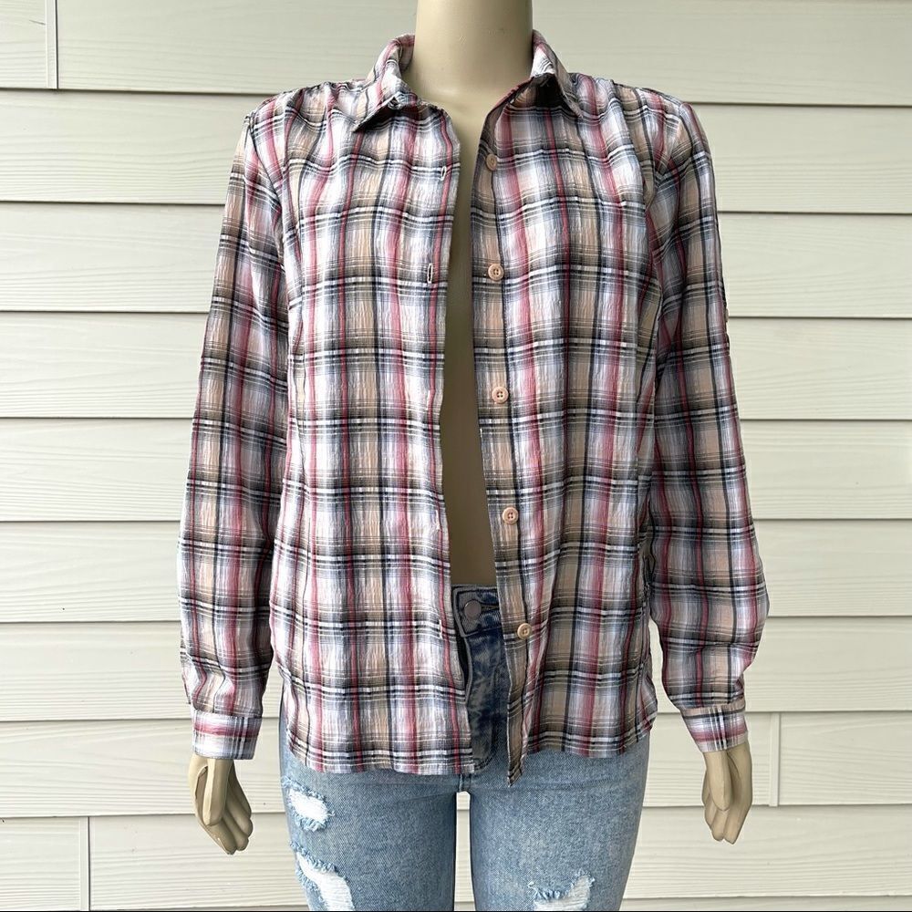 Woolrich Women’s Multicolored Plaid Button Up Shirt - Size Medium - Picture 8 of 10